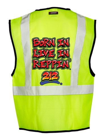 Lime Born In Live In Reppin' 212 Safety Vest Back