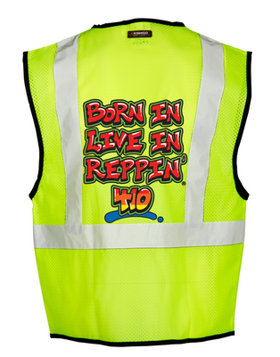 Lime Born In Live In Reppin' 410 Safety Vest Back