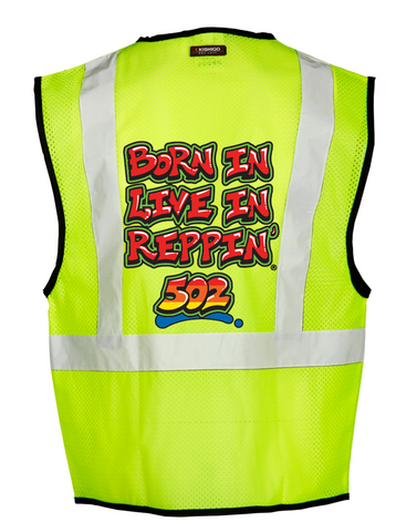 Lime Born In Live In Reppin' Detroit Safety Vest Back