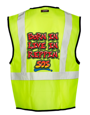 Lime Born In Live In Reppin' 505 Safety Vest Back
