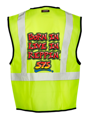 Lime Born In Live In Reppin' 575 Safety Vest Back