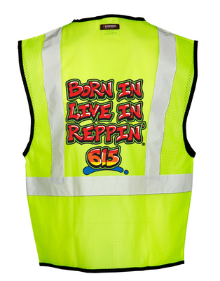 Lime Born In Live In Reppin' 615 Safety Vest Back
