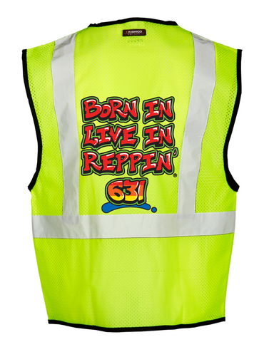 Lime Born In Live In Reppin' 631 Safety Vest Back