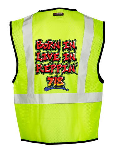 Lime Born In Live In Reppin' 718 Safety Vest Back