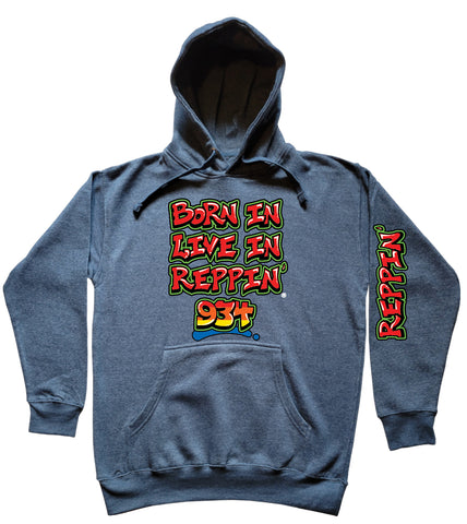 Blue Born In Live In Reppin' 934 hoodie