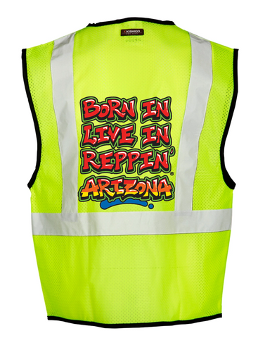 Lime Born In Live In Reppin' Arizona Safety Vest Back