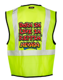 Lime Born In Live In Reppin' Nevada Safety Vest Back