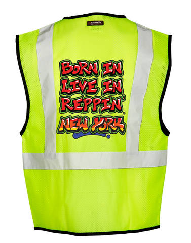 Lime Born In Live In Reppin' New York Safety Vest Back