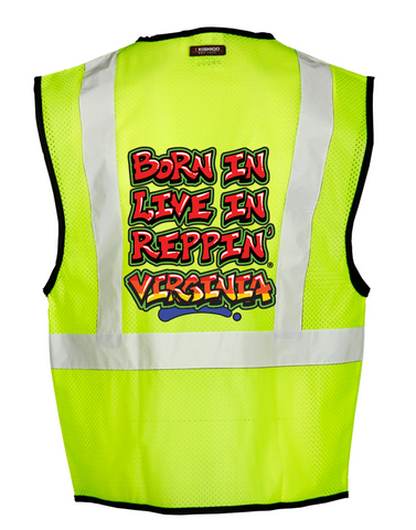 Lime Born In Live In Reppin' Virginia Safety Vest Back